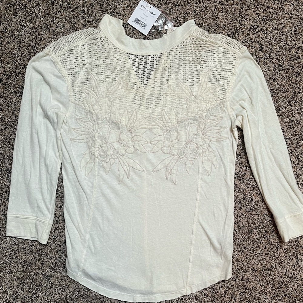NWT Free People Cotton Top with Mesh Detail Size Small